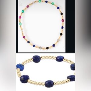E Newton Gemstone  Beaded Bracelet 3 pc  Set with lapis (Blue and Gold Accents)